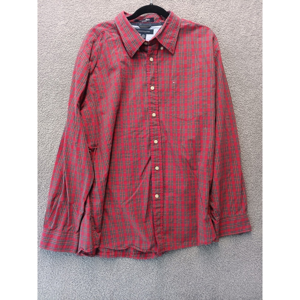 Tommy Hilfiger Heritage Poplin Plaid Shirt Men's XL / TG Red Button Down